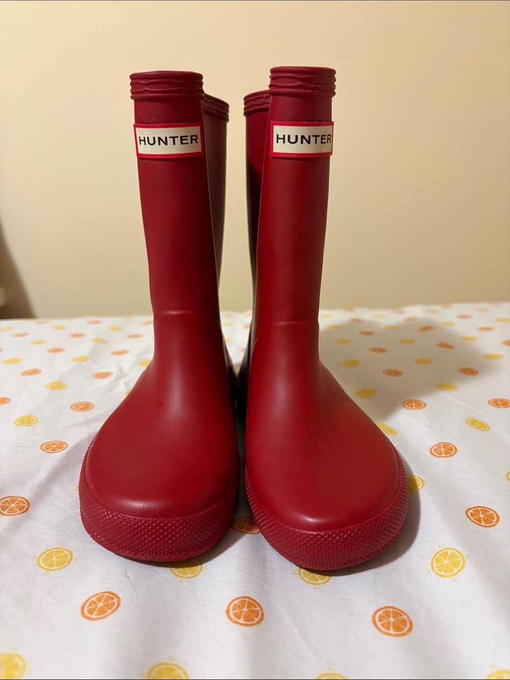 Hunter Kids Crimson Red Rubber Rain Boots